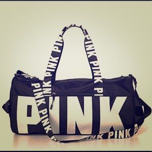 Pink duffel bag